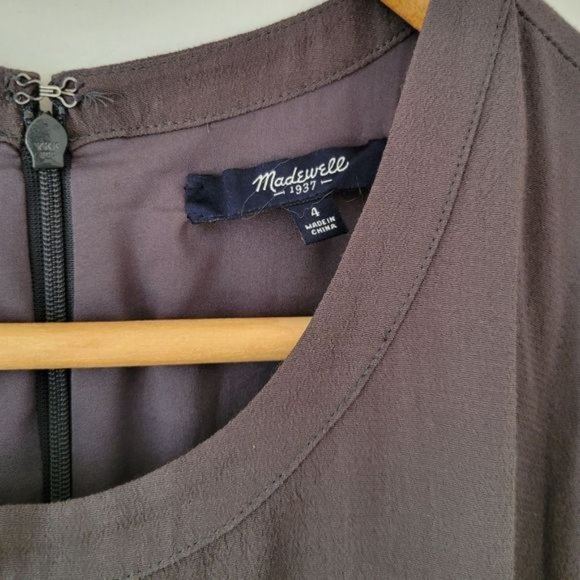 Madewell Lakeshore Silk Sleeveless Midi Dress Gray Size 4. - Picture 8 of 9